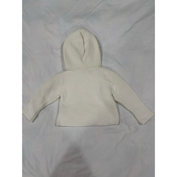 NWT Hope & Henry Organic Cotton Knit Hooded Sweater Baby Cardigan 0-3 months - Picture 2 of 4
